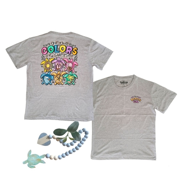Women's Sunshine Raised Beach Girl Summer colors Graphic Tee - Picture 1 of 3
